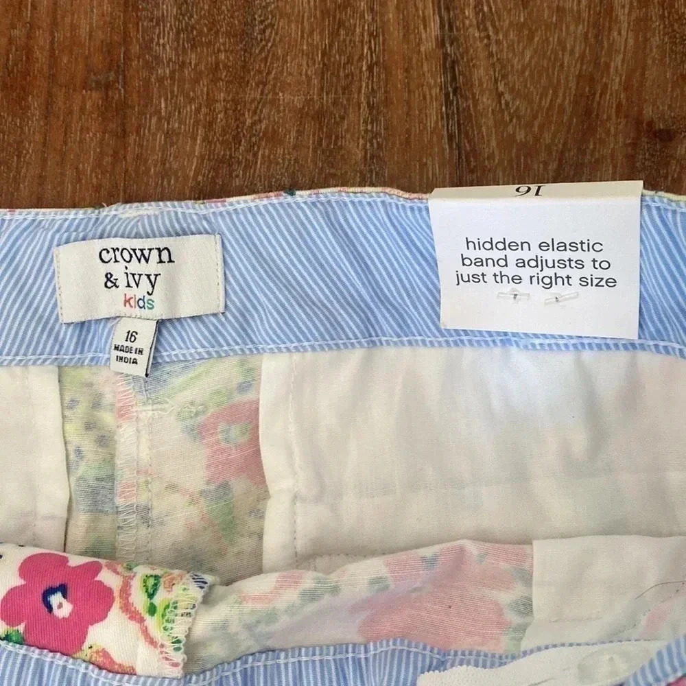 Crown & Ivy Kids SZ 16 Paisley Shorts - Picture 2 of 5